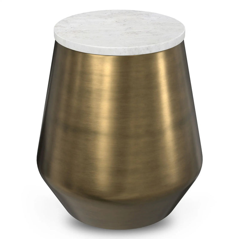 Benning - Side Table - Antique Brass / White by Unique Piece Furniture