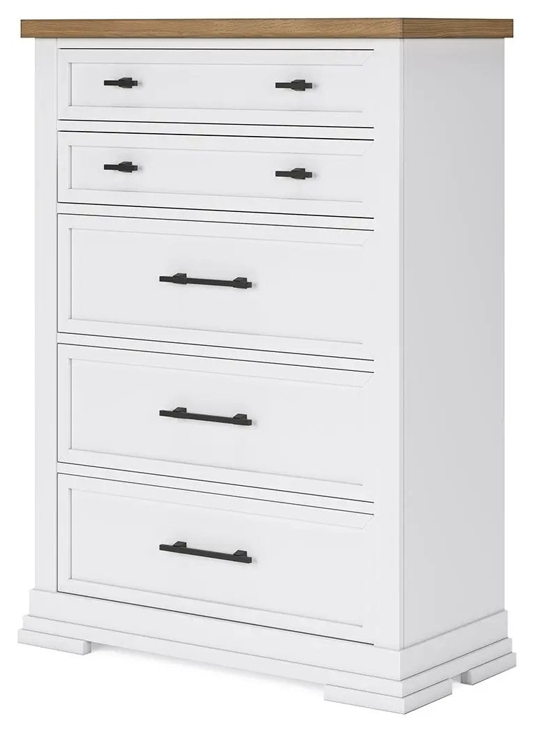 Ashbryn - Five Drawer Chest - White / Natural by Unique Piece Furniture