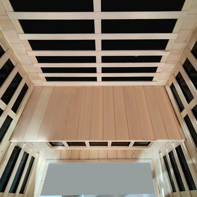 Low Emf Front Door With Heating Panel 2 Person Hemlock Far Infrared Indoor Suana Room - Natural by HouseOfZazla