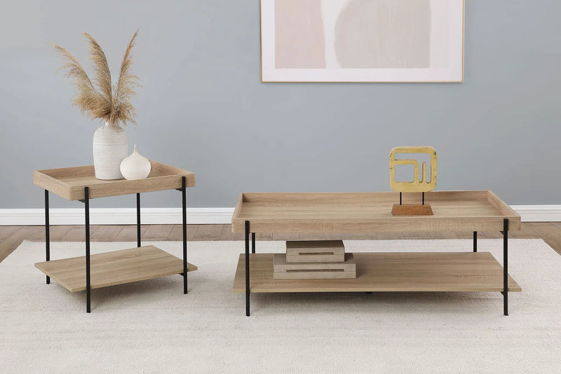 Fallon Square Engineered Wood End Table Light Brown by Unique Piece Furniture
