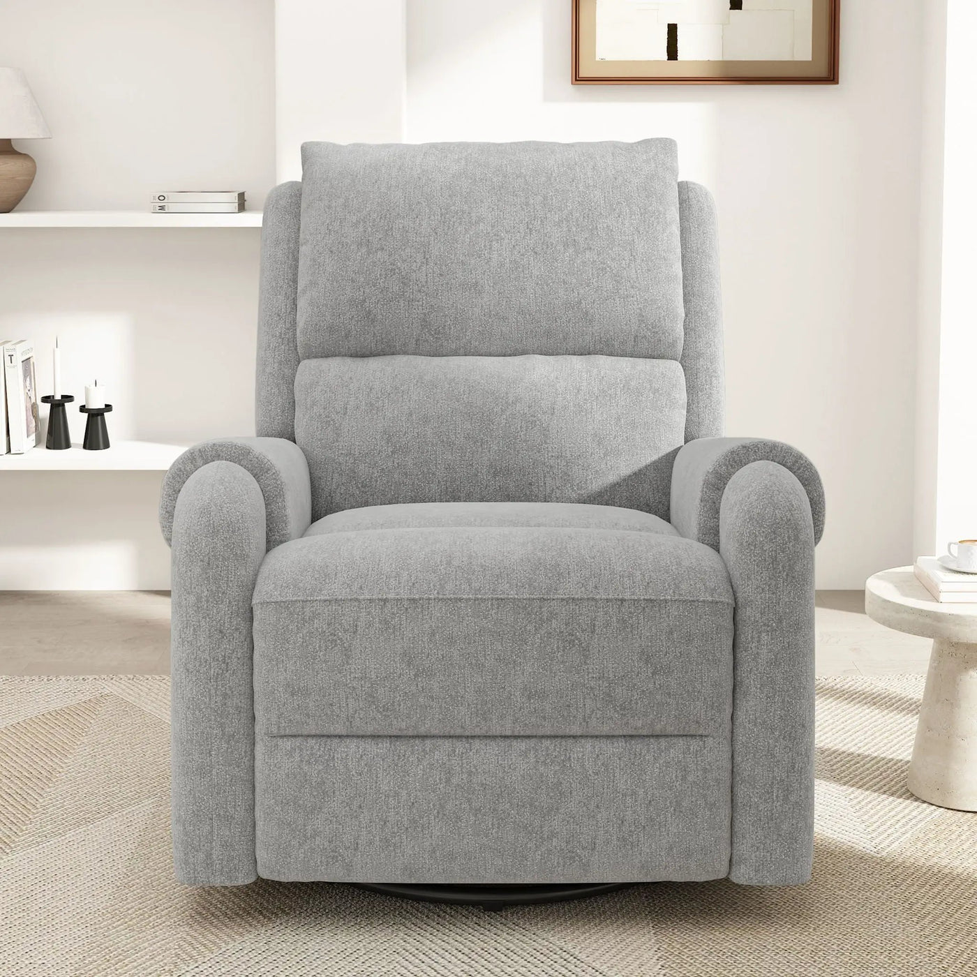 Manual Recliner Massage Chair With Swivel Rocker, 8 Massage Modes, Side Storage Pocket by Unique Piece Furniture
