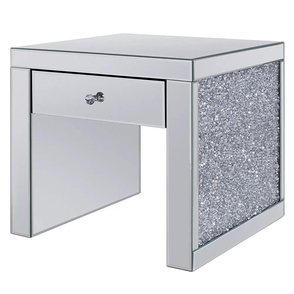 Noralie - 24" Square End Table - Mirrored & Faux Diamonds by Unique Piece Furniture