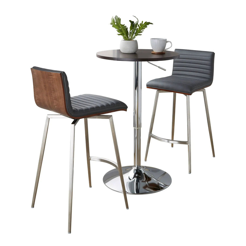 Mason - 3 Piece Swivel Mid Century Modern Counter Height Dining Set With Adjustable Table by HouseOfZazla