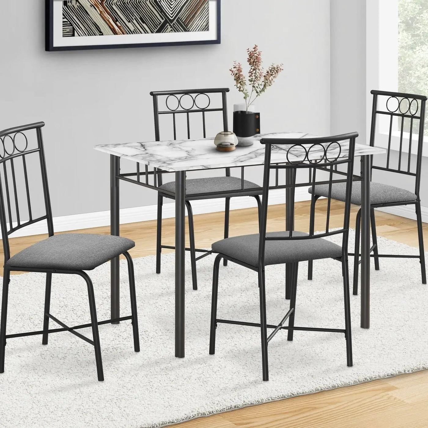 5 Pieces Dining Table Set, Small, Rectangular by Unique Piece Furniture
