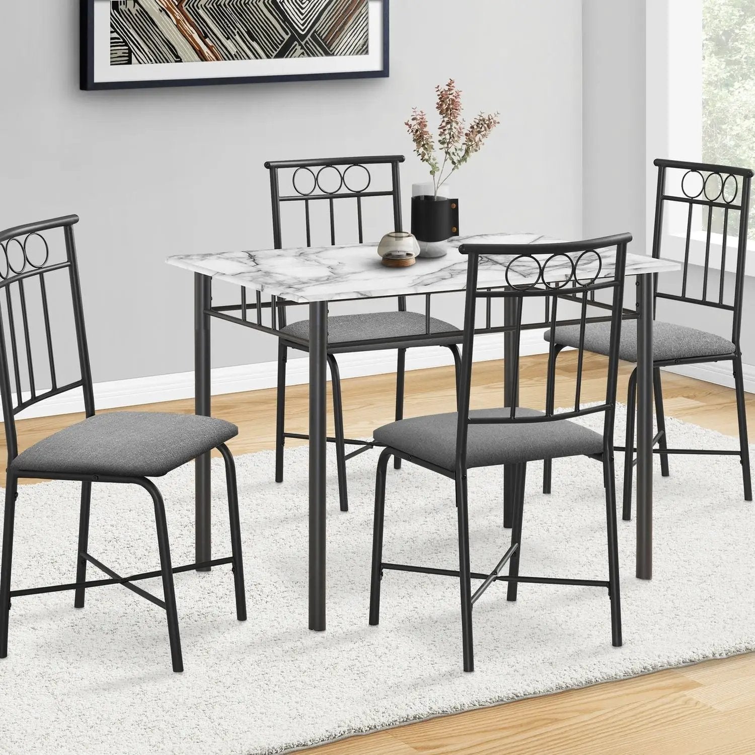 5 Pieces Dining Table Set, Small, Rectangular by Unique Piece Furniture