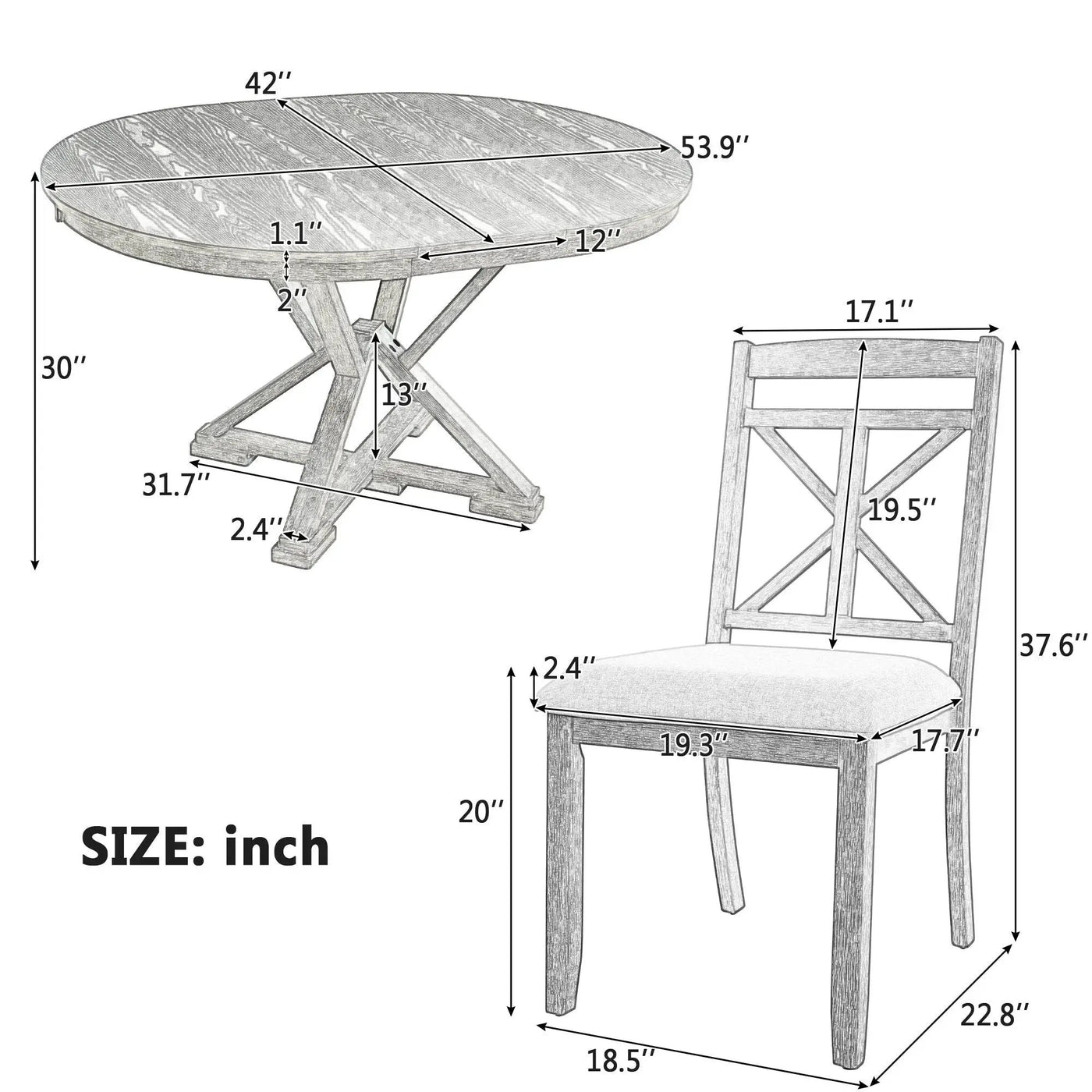 Dining Set With Extendable Round Table And 4 Upholstered Chairs by Unique Piece Furniture