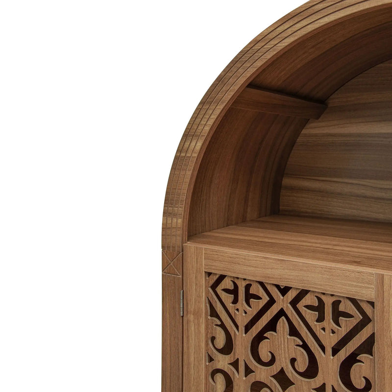 Tall Kitchen Pantry Cabinet With Hollow Carved Doors Adjustable Shelves Versatile Storage Cabinet For Kitchen - Walnut by HouseOfZazla