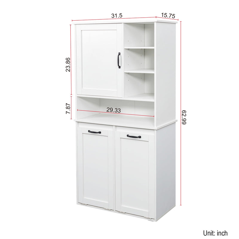 Laundry Cabinet with Doors and Shelf, Tilt-Out Laundry Hamper, Multiple Storage Space by HouseOfZazla