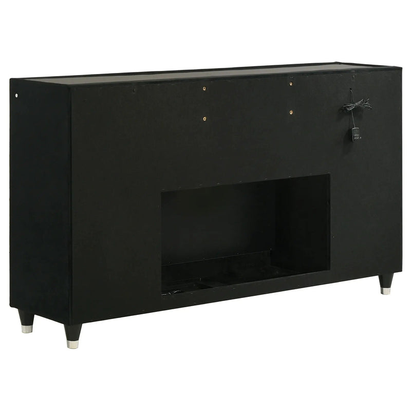 Lorient 8-drawer LED Bedroom Flame Box Dresser Black by Unique Piece Furniture