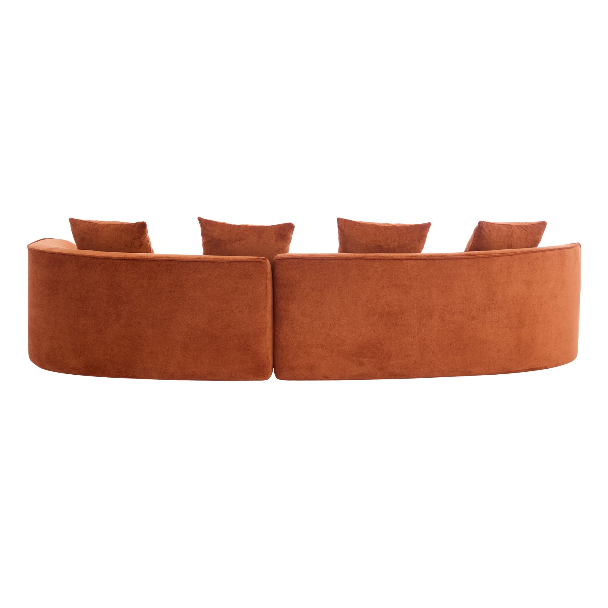 126" Curved Sectional Sofa (Dark Orange-D28 Full Foam) by HouseOfZazla