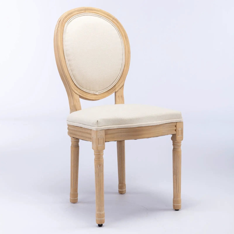 French Style Solid Wood Frame Antique Painting Fabric Back Dining Chair (Set of 2) by Unique Piece Furniture