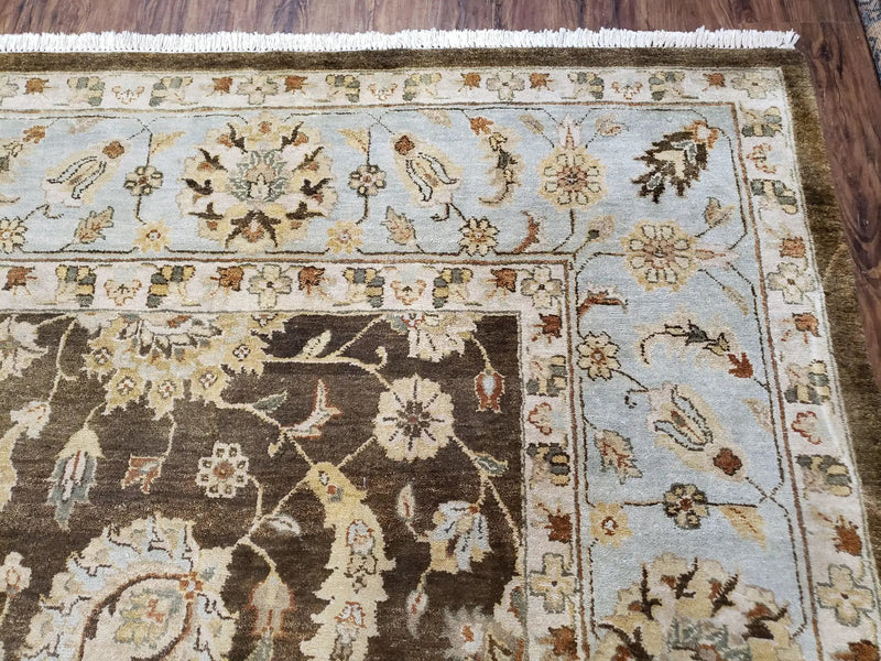 9x12 Vintage Handmade Wool Rug Carpet Indo Mahal Oushak Nice Brown Blue by Jewel Rugs