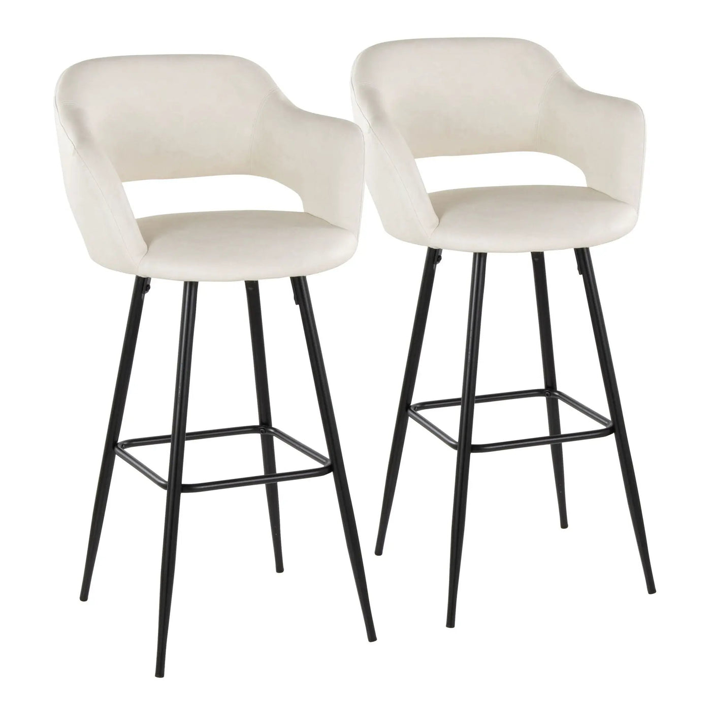 Margarite - Contemporary Fixed Height BarStool With Square Footrest (Set of 2) by HouseOfZazla