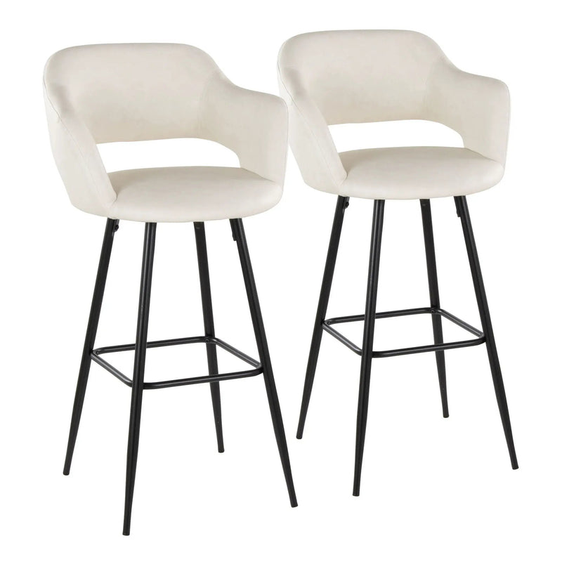Margarite - Contemporary Fixed Height BarStool With Square Footrest (Set of 2) by HouseOfZazla