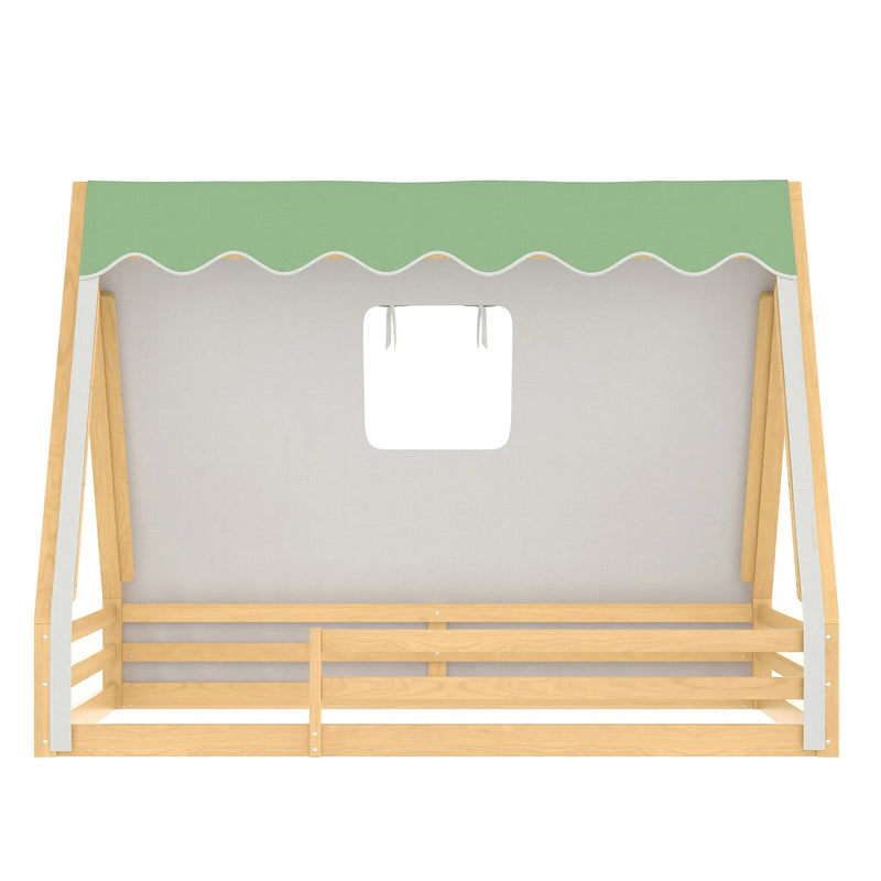 Full Size House Floor Bed with Tent and Light by HouseOfZazla
