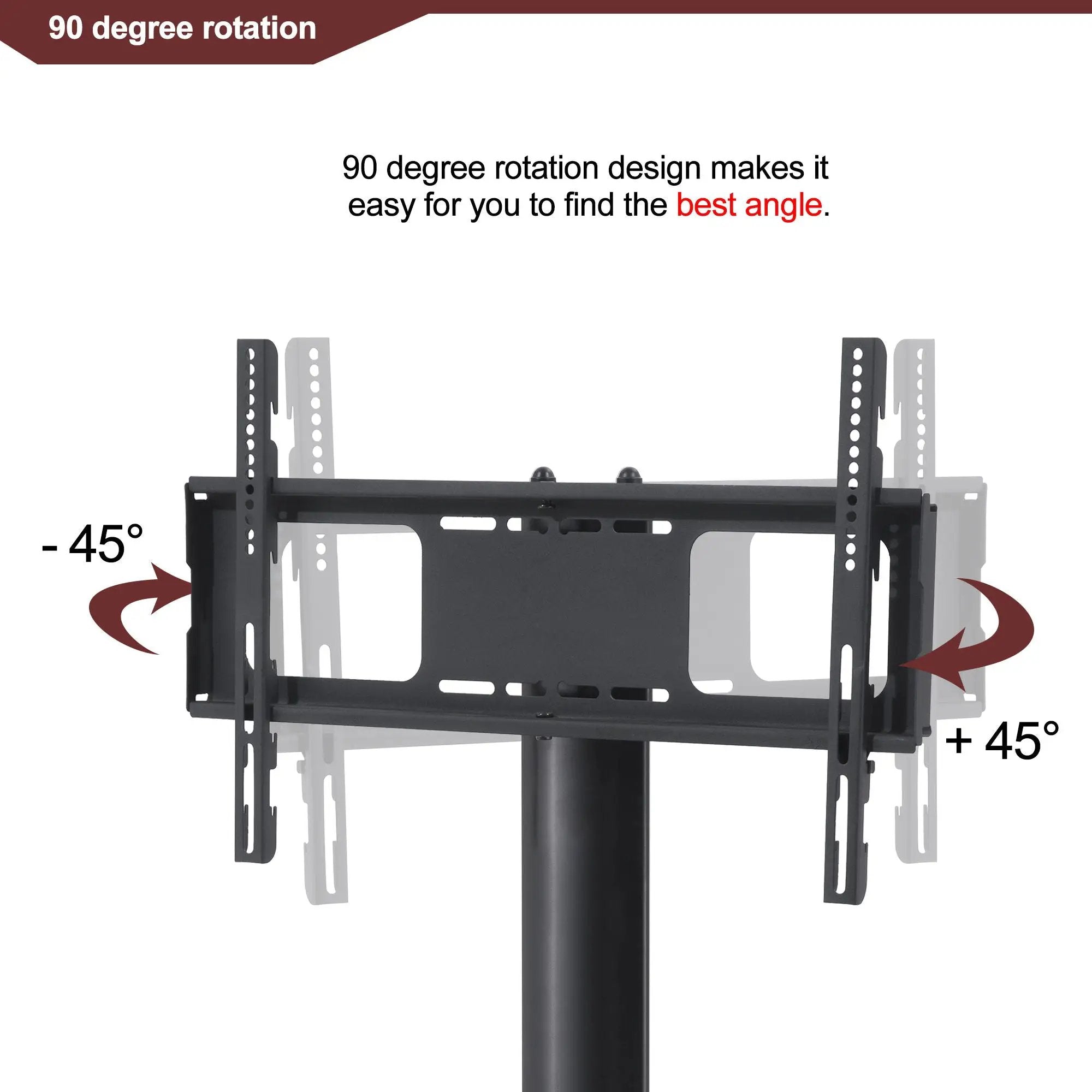 43.3" Multi-Function TV Stand Height Adjustable Bracket Swivel 3 Tier - Black by Unique Piece Furniture
