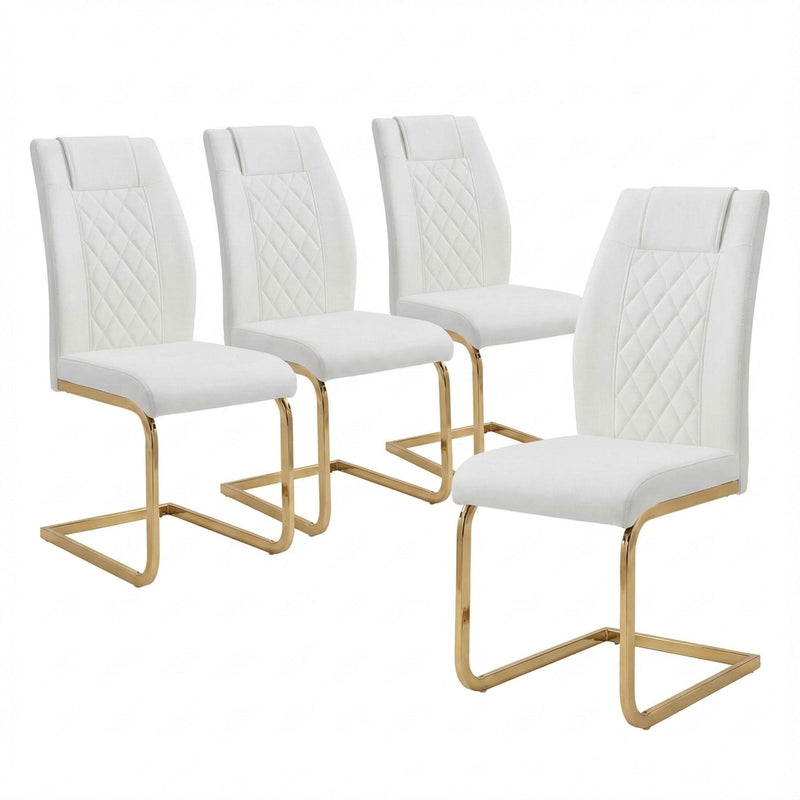 High Back Dining Chairs For Dining & Kitchen Room (Set of 4) - Golden / White by HouseOfZazla