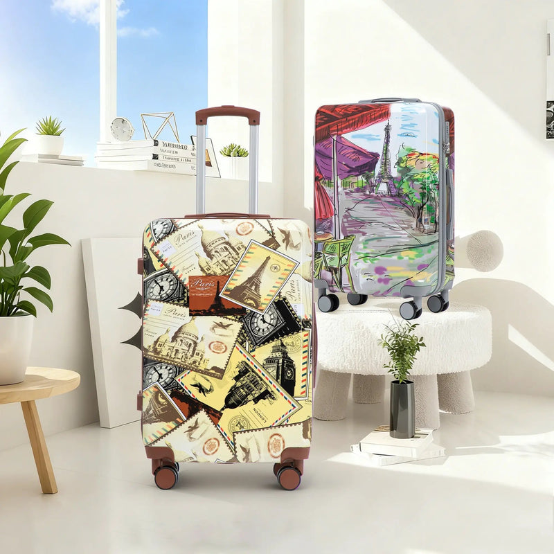 3-Piece PC Spinner Wheel Luggage Set with Printed Pattern by HouseOfZazla
