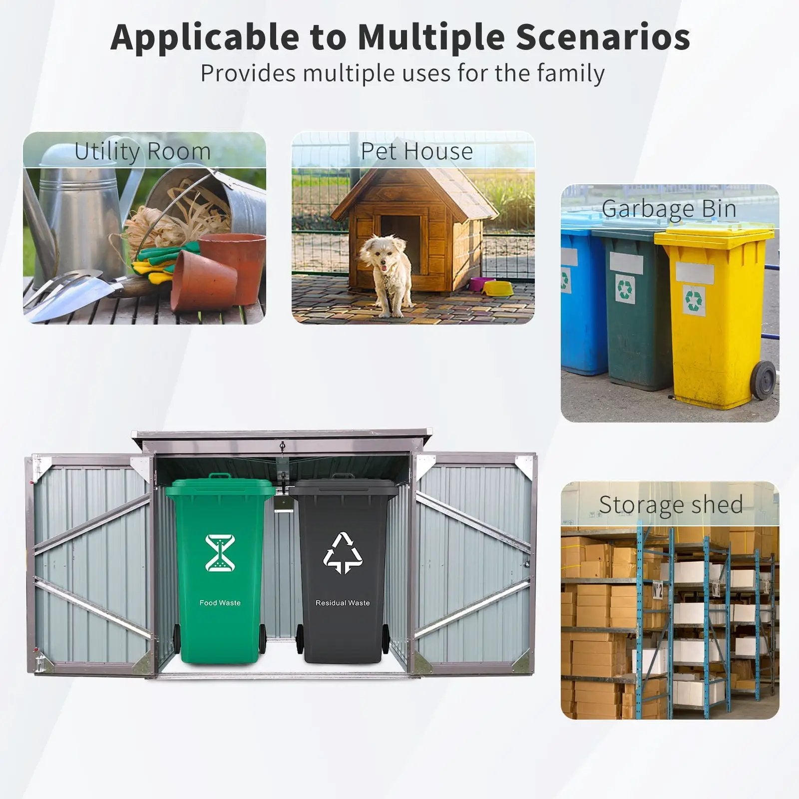 Garbage Bin Shed Stores 2 Trash Cans Metal Outdoor Bin Shed For Garbage Storage by HouseOfZazla