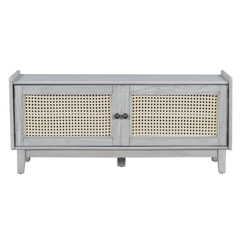 TREXM Boho Rattan Entryway Bench with Storage by HouseOfZazla