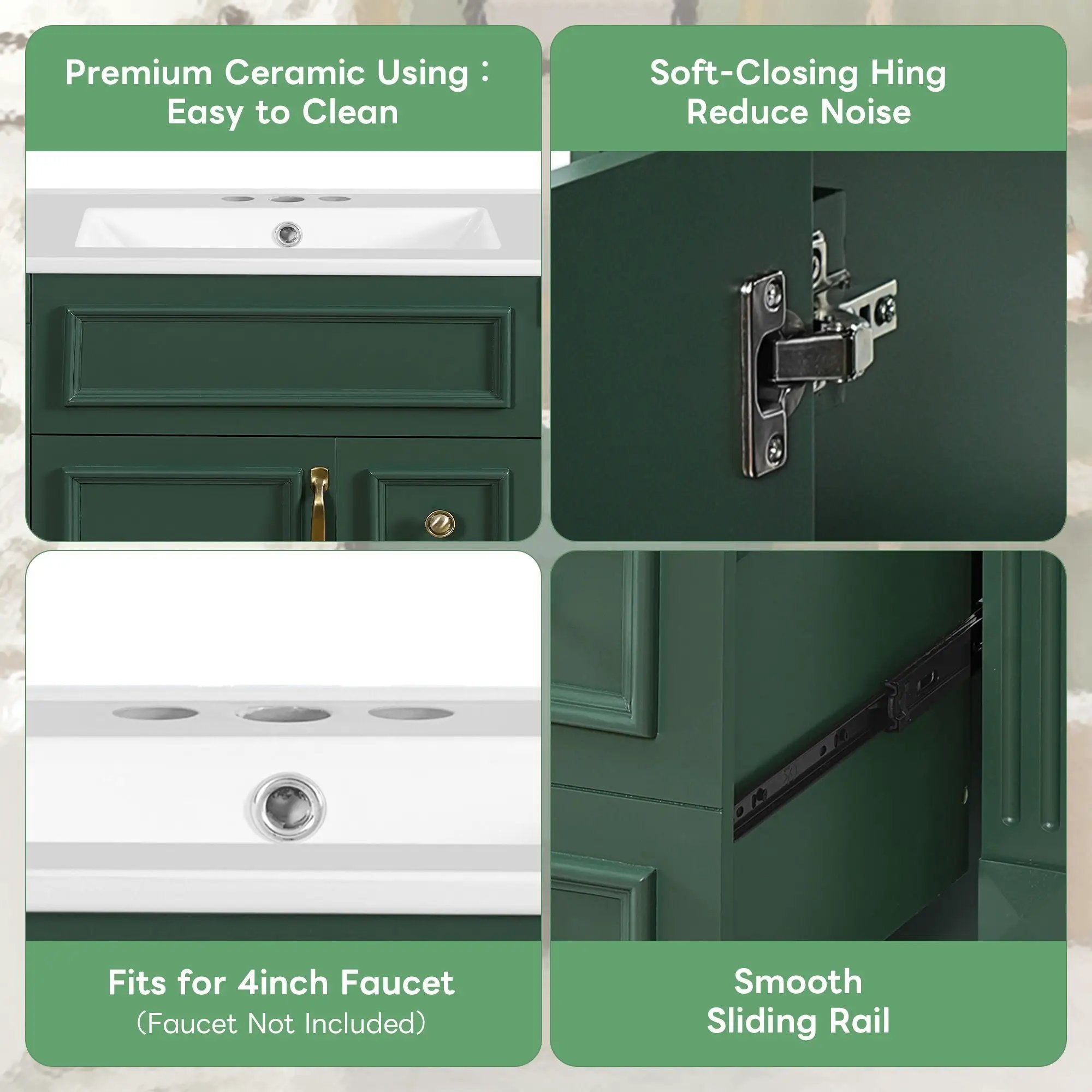 Bathroom Vanity With Sink, Compact Cabinet & 2 Drawers And Adjustable Shelf