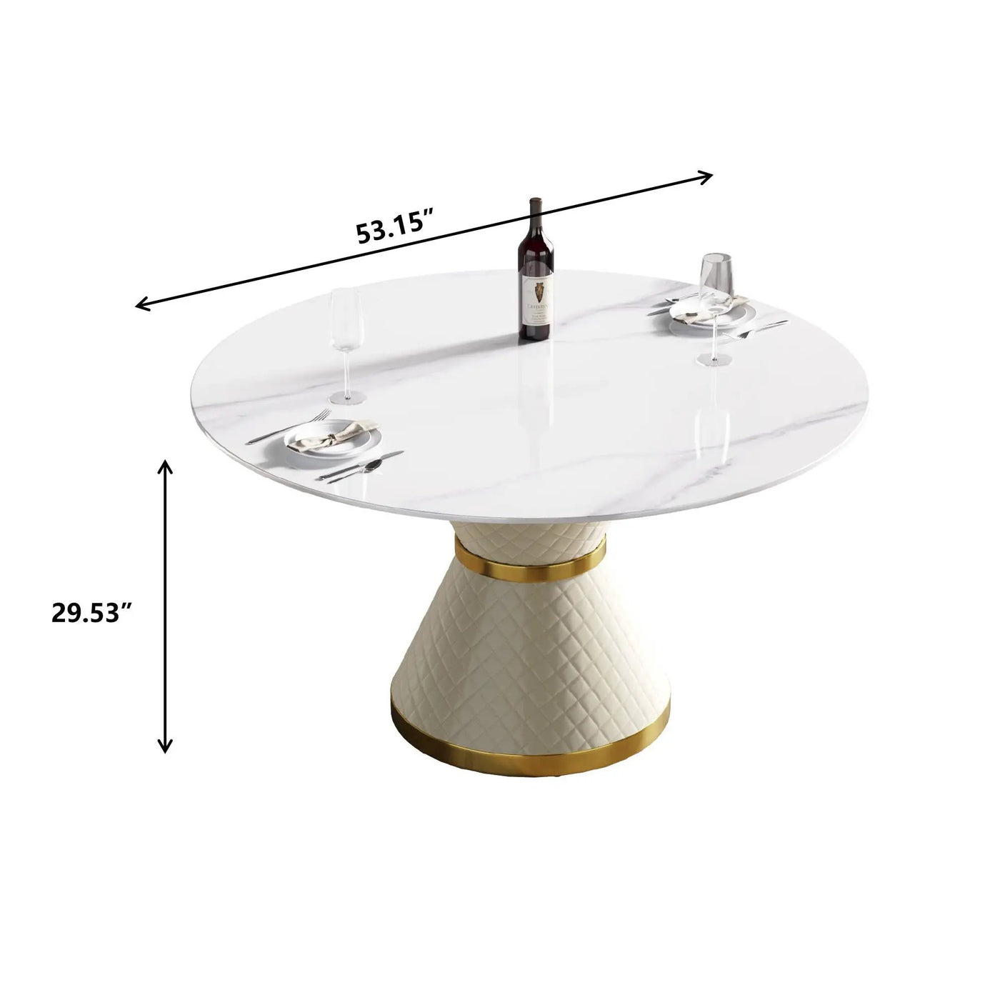 Modern Artificial Stone Round Carbon Steel Base Dining Table, Can Accommodate 6 People by HouseOfZazla