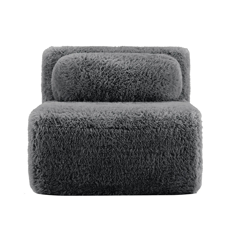 Aviana Armless Sofa With Pillow Plush Fabric - Dark by HouseOfZazla