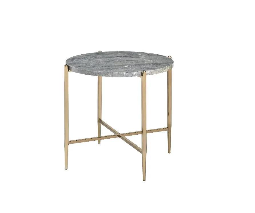 Tainte - End Table - Faux Marble Top & Champagne by Unique Piece Furniture
