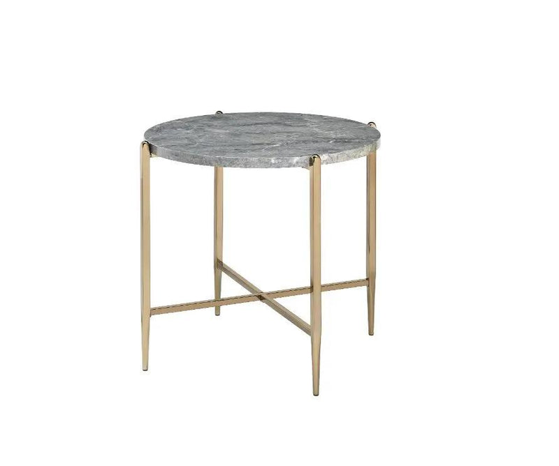 Tainte - End Table - Faux Marble Top & Champagne by Unique Piece Furniture
