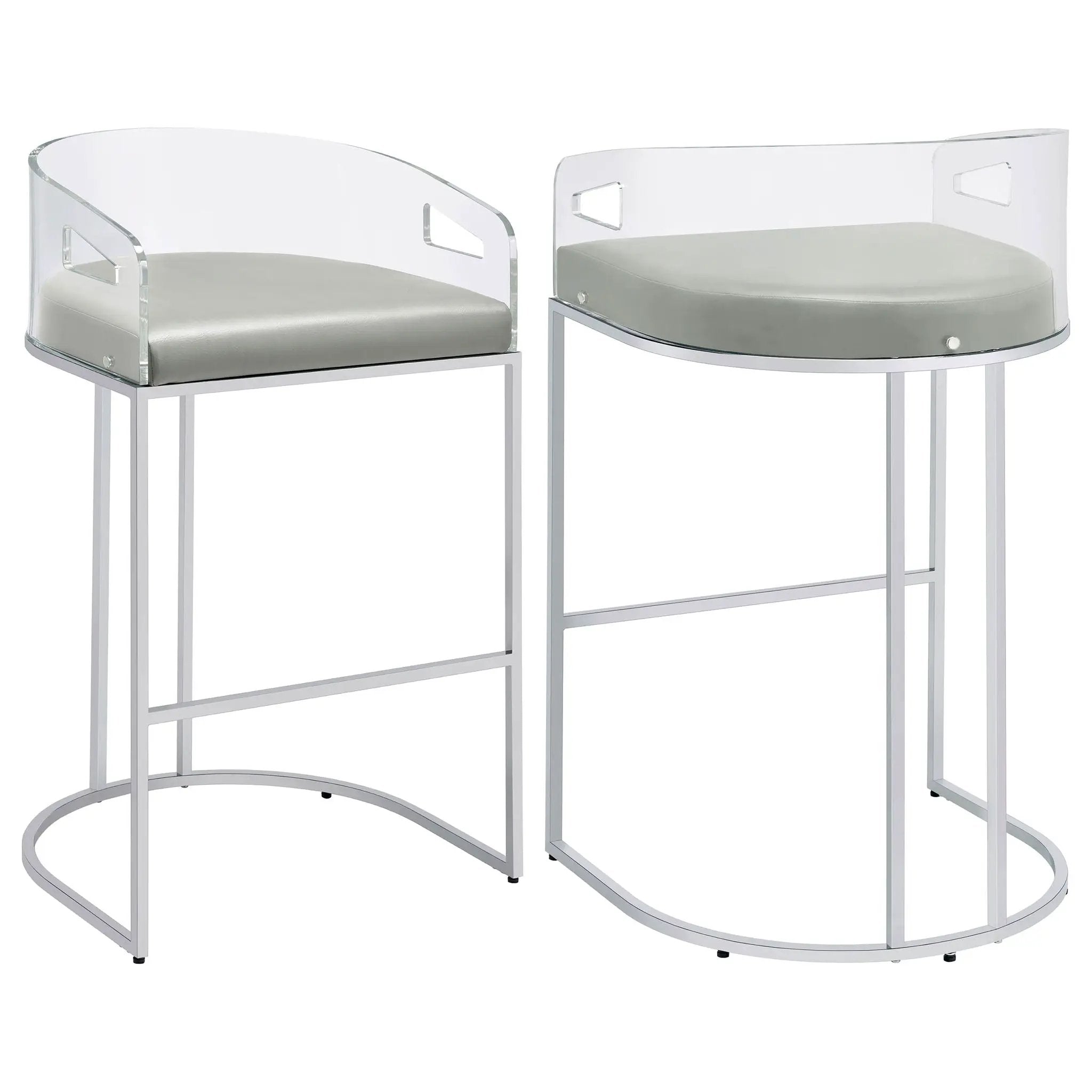 Thermosolis Clear Acrylic Bar Chair Chrome (Set of 2) by Unique Piece Furniture