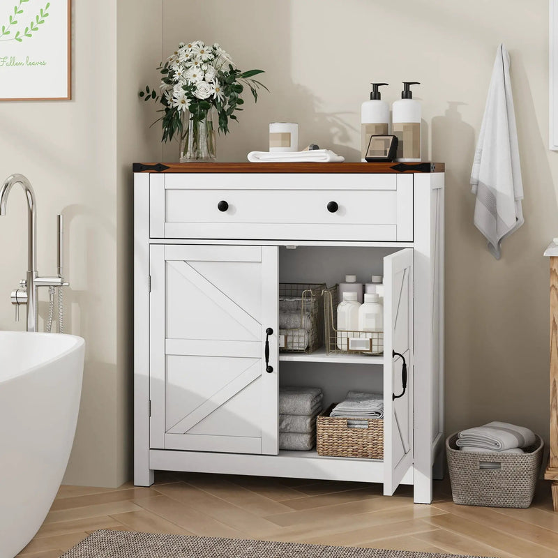 Farmhouse Storage Cabinet With Drawer And Adjustable Shelf by HouseOfZazla