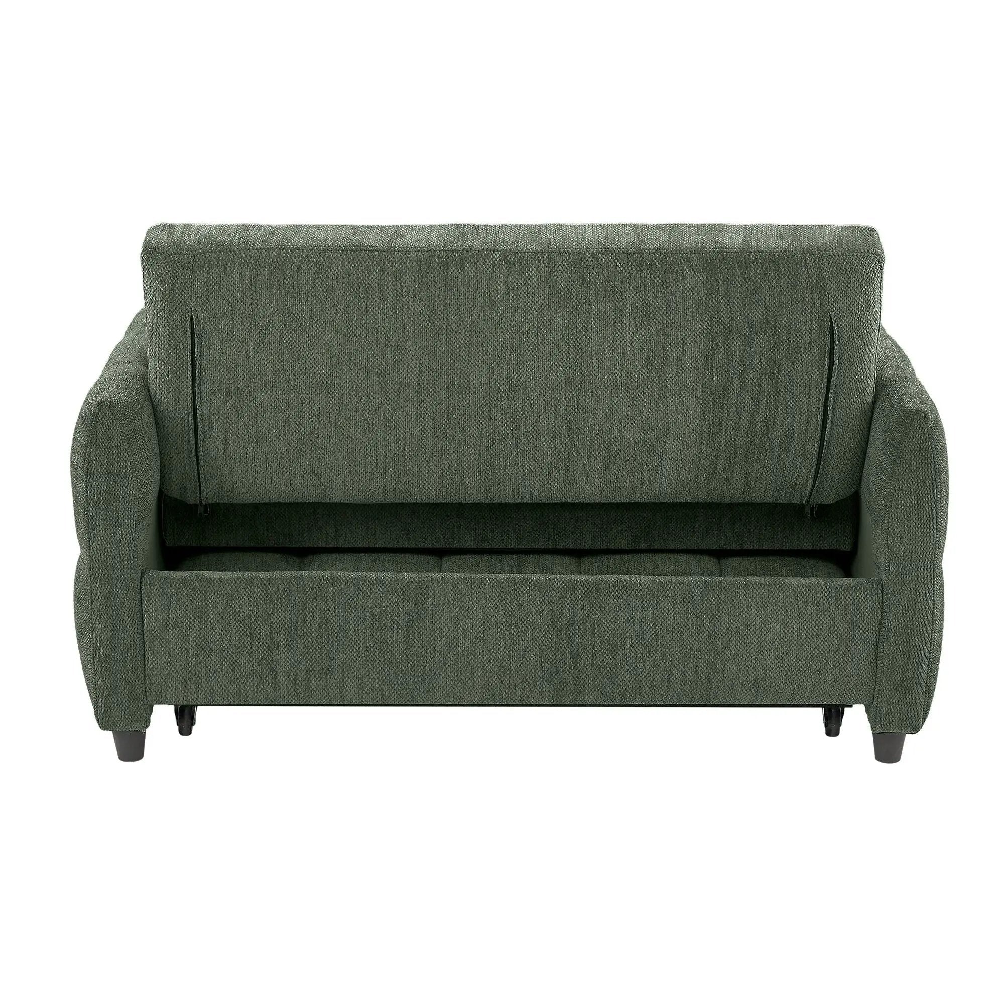 Loveseat Sofa Pull-Out Bed With Adjustable Backrest, 3 USB Ports And 2 Lumbar Pillows For Living Room by HouseOfZazla
