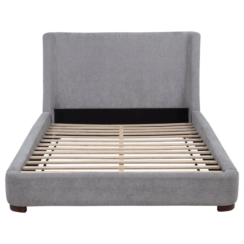 Rennes Upholstered Eastern King Wingback Platform Bed Grey by Unique Piece Furniture