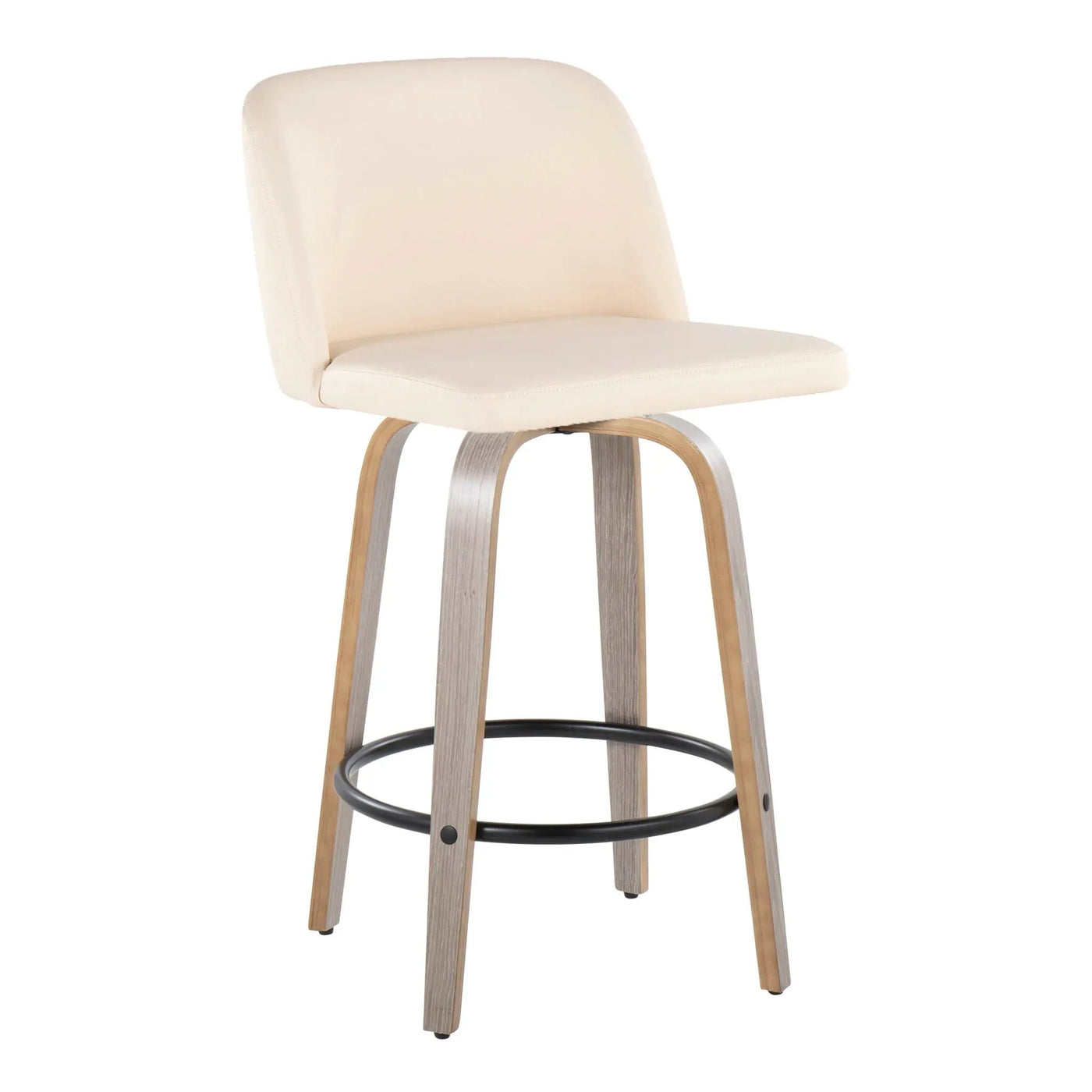 Toriano - Contemporary Fixed Height Counter Stool With Swivel & Round Footrest (Set of 2) by HouseOfZazla