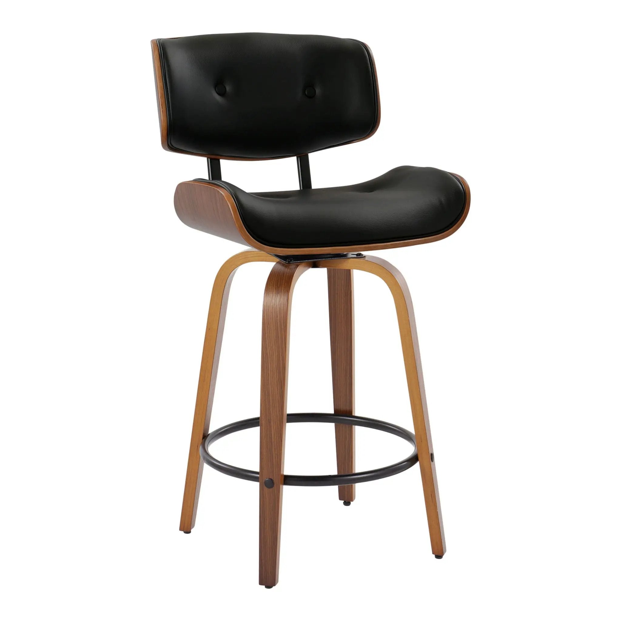 Lombardi - Mid-Century Modern Fixed Height Counter Stool With Swivel With Round Footrest (Set of 2) by Unique Piece Furniture