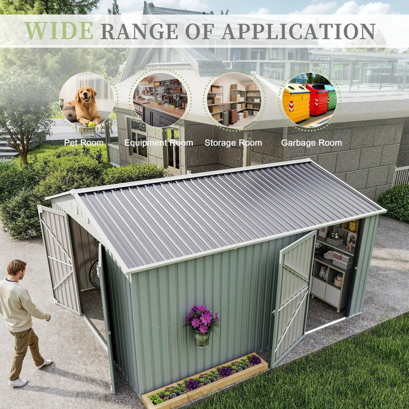 10x12 FT Outdoor Metal Storage Shed by HouseOfZazla