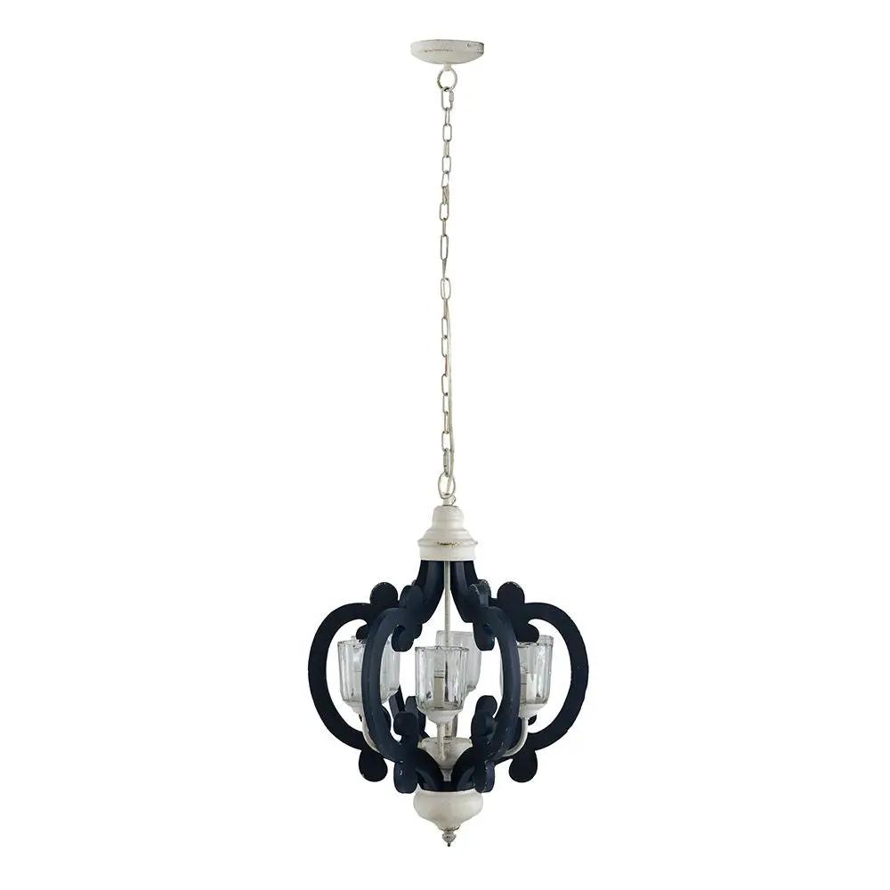 Wood Chandelier 6 Light Farmhouse Pendant Lighting Wood Hanging Light Fixture For Kitchen Living Dining Room, Bulb Not Included - Cream by Unique Piece Furniture