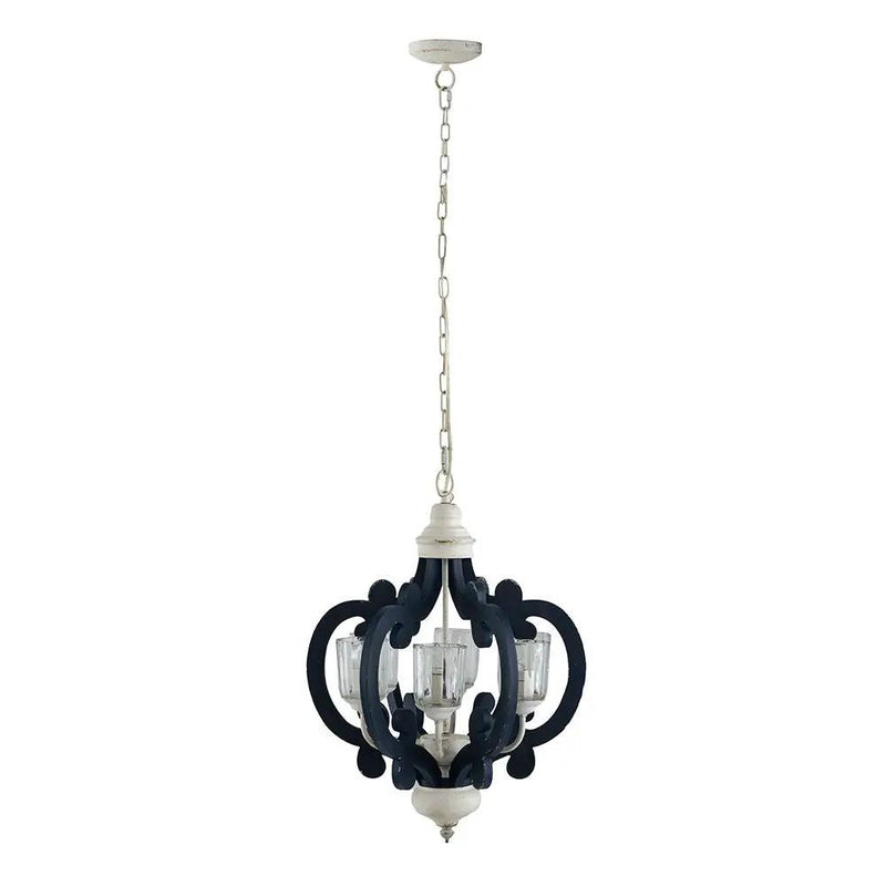 Wood Chandelier 6 Light Farmhouse Pendant Lighting Wood Hanging Light Fixture For Kitchen Living Dining Room, Bulb Not Included - Cream by Unique Piece Furniture