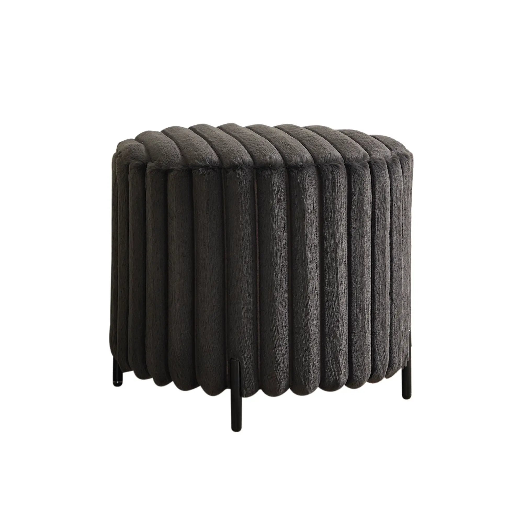 Wide Upholstered Round Pouf Ottoman Foot Rest by Unique Piece Furniture