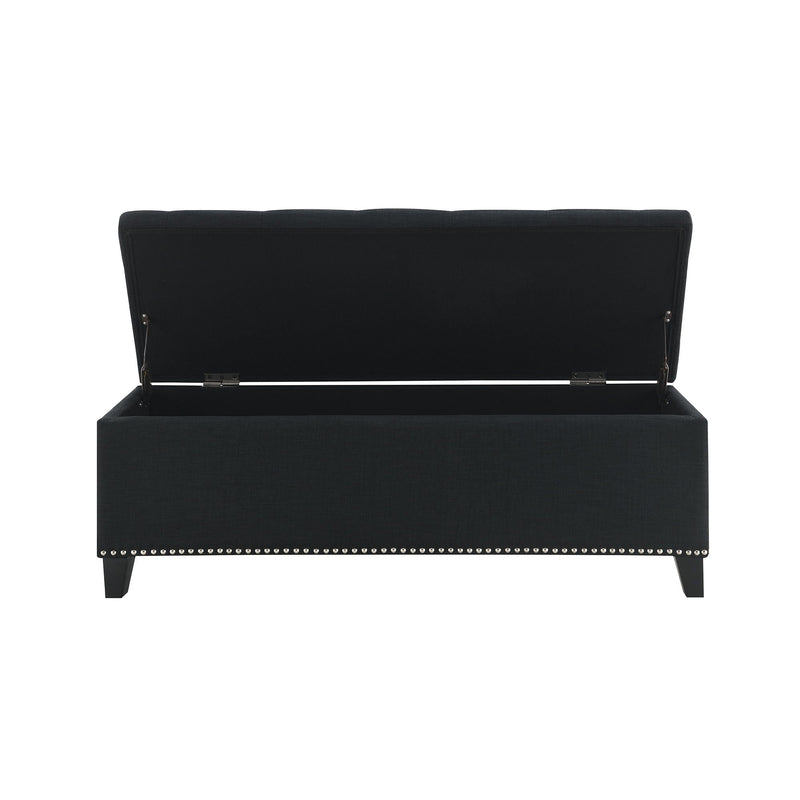 Button-Tufted Storage Ottoman With Safety Close Hinge