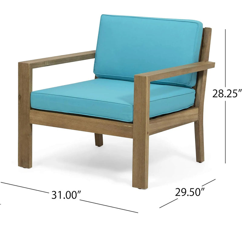 Antoine Outdoor Acacia Wood Club Chairs With Cushions (Set of 2) by HouseOfZazla