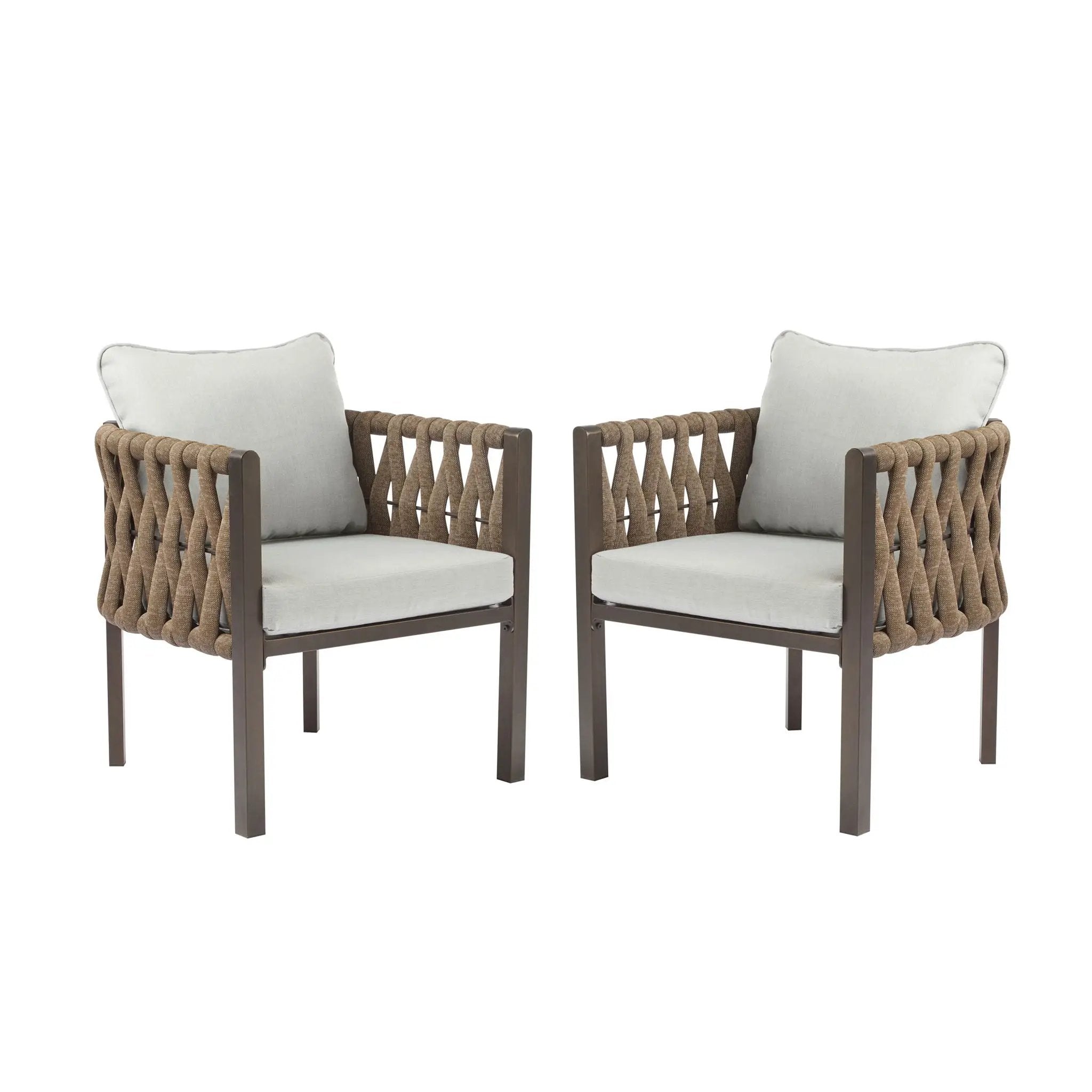 2 Pieces Outdoor Metal Patio Club Chair with Cushions by HouseOfZazla