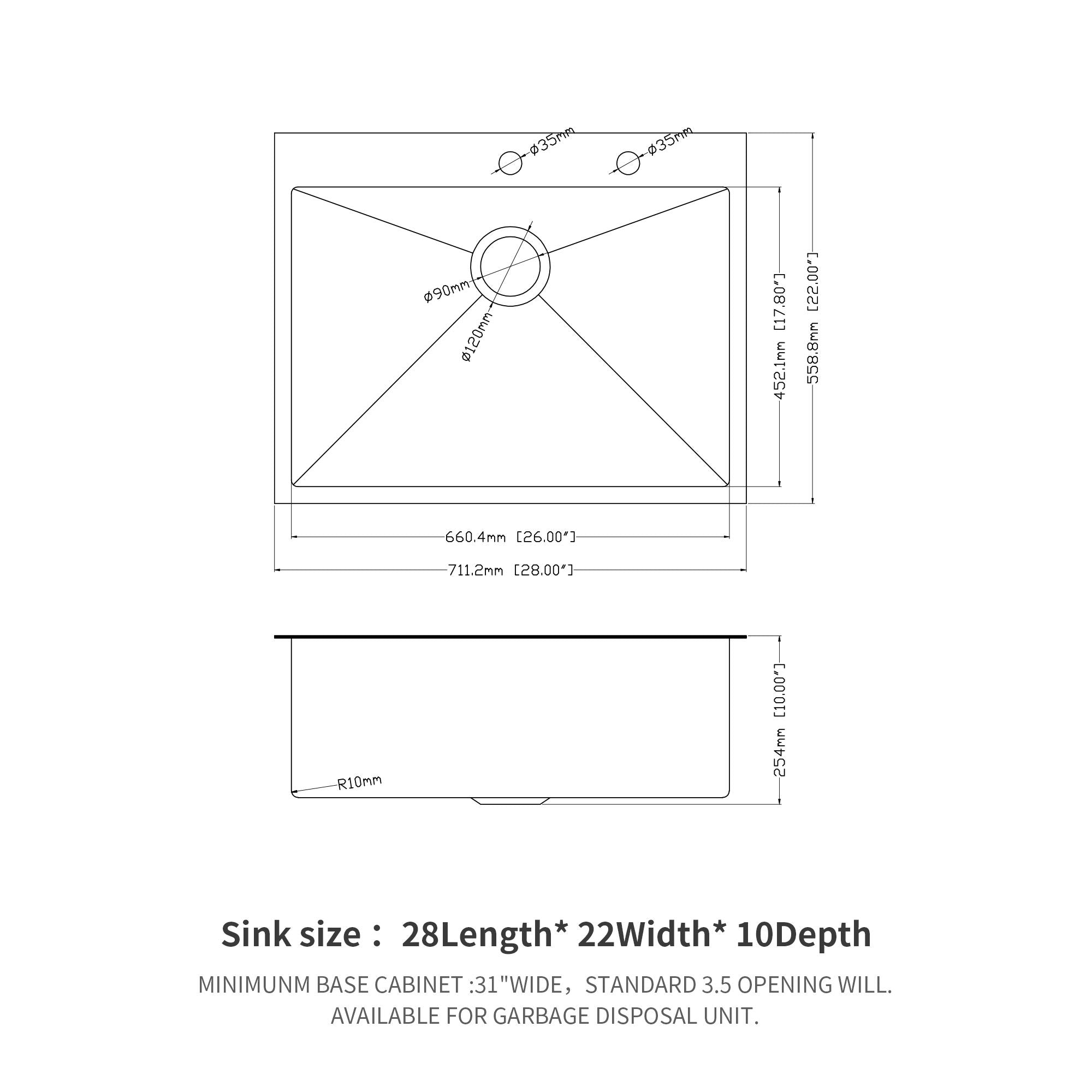 Topmount Kitchen Sink 16 Gauge, Single Bowl by HouseOfZazla