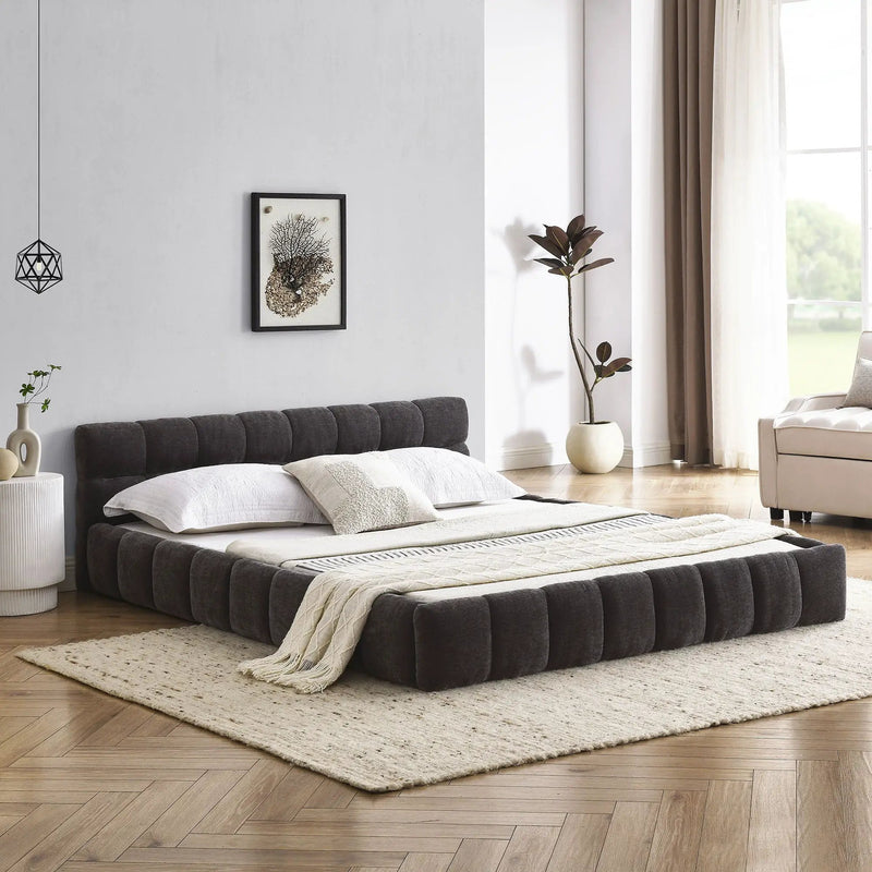 Modern Platform Bed Frame With Thick Fabric by HouseOfZazla