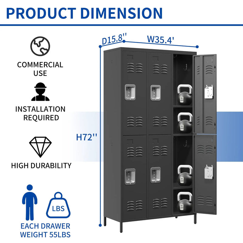 6 Door 72"H Metal Lockers with Lock by HouseOfZazla