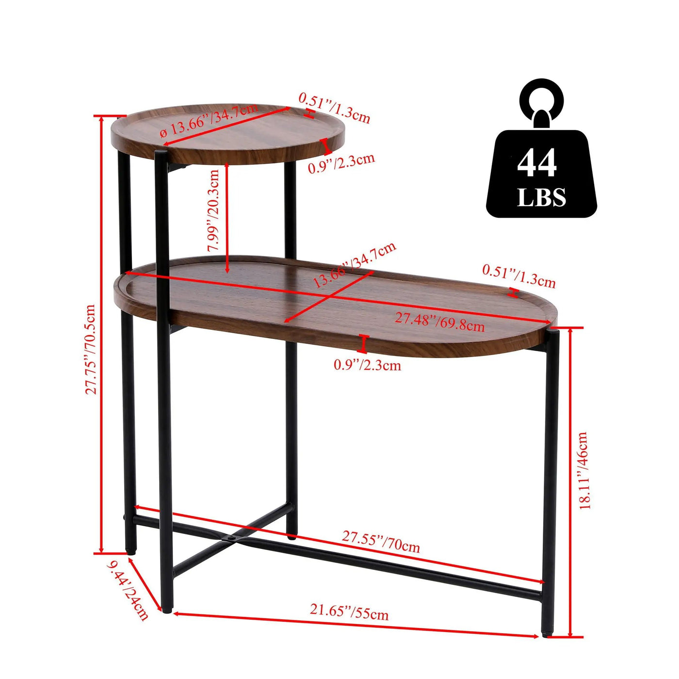 Round Coffee Table With Storage Tray 2 Tier Oval End Tables Wooden Small Side Table For Living Room by Unique Piece Furniture
