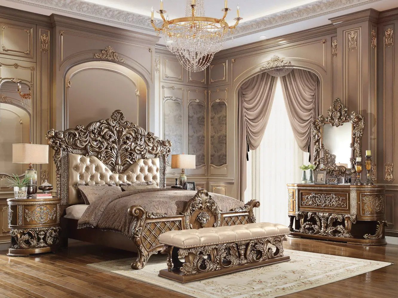 Constantine - Mirror - Brown & Gold by Unique Piece Furniture