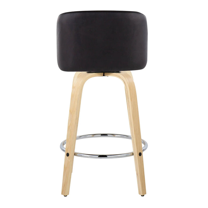 Toriano - Contemporary Fixed-Height Counter Stool With Swivel And Round Footrest (Set of 2) by Unique Piece Furniture
