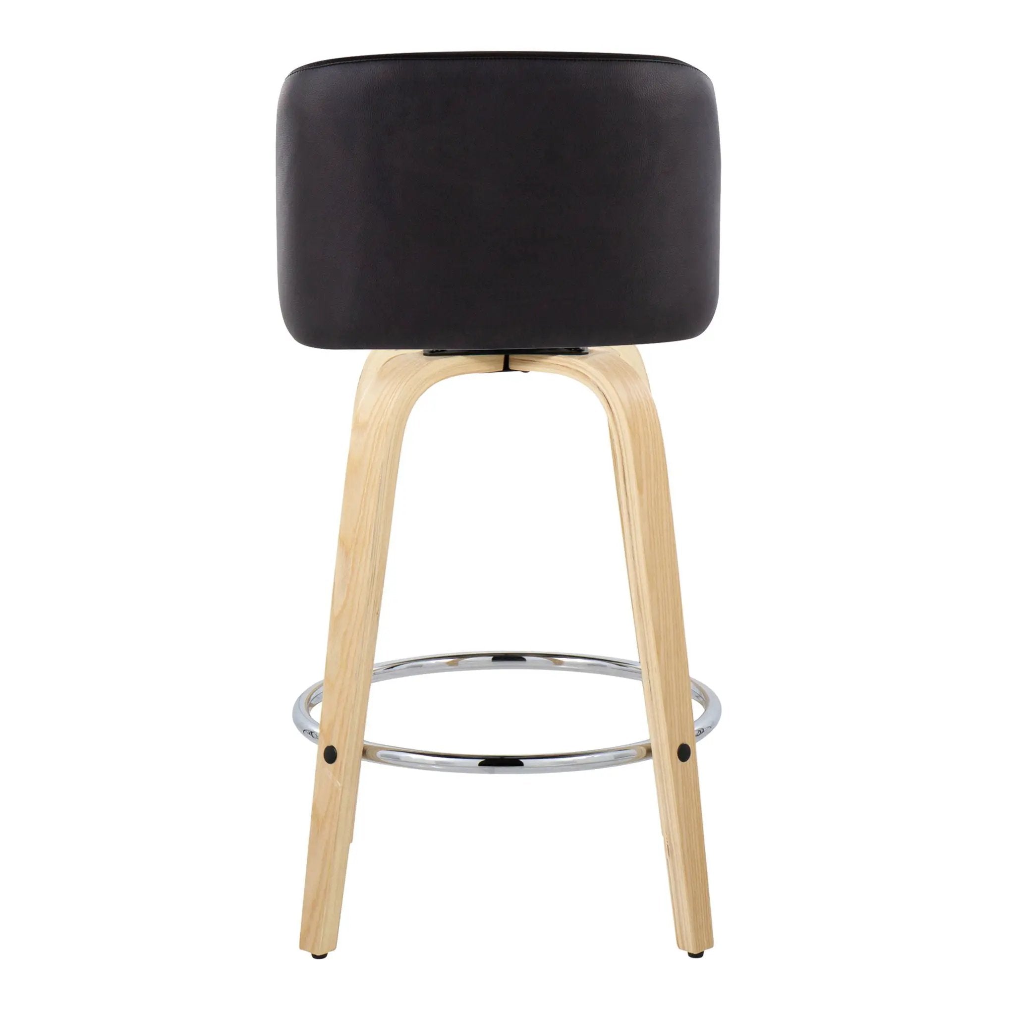 Toriano - Contemporary Fixed-Height Counter Stool With Swivel And Round Footrest (Set of 2) by HouseOfZazla