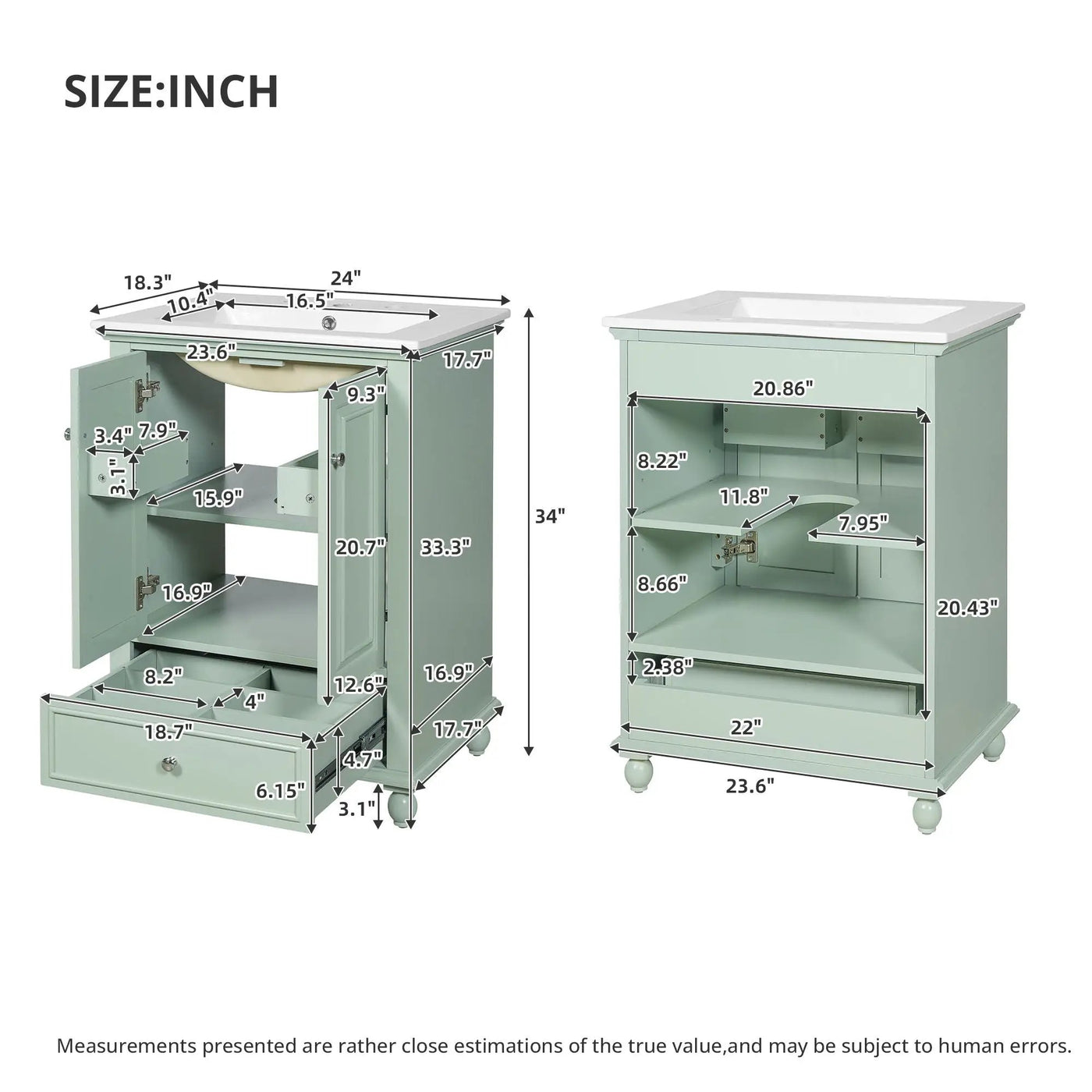 Modern Bathroom Vanity With Sink, Cabinet With Drawer And Dividers, Rectangular Storage Unit by HouseOfZazla